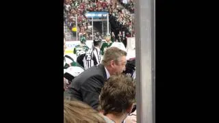 Thumbnail: Patrick Roy during timeout Avs @ Wild 4/24/14