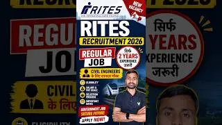 Thumbnail: RITES में Regular Job 🔥 | केवल 2 Years Experience | Civil Engineer Vacancy 2026