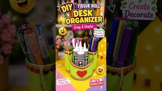 Thumbnail: Diy tissue roll desk organiser/Easy and usefull recycle craft #shorts #craft #reuse