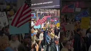 Thumbnail: still plenty of time to join us or your local protest #timessquare #oct18 #strongertogether #protest