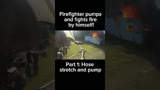 Thumbnail: One volunteer firefighter hose stretch and charges line. #firecam #firefighter #fireservice