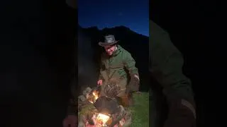 Thumbnail: What do you eat at 2am in the Norwegian wilderness? 🌌🥩 #bushcraft #firekitchen #shorts