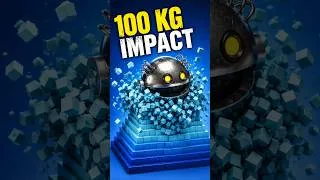 Thumbnail: Robot Pacman 1kg → 100kg vs. Block Pyramid | Physics Simulation