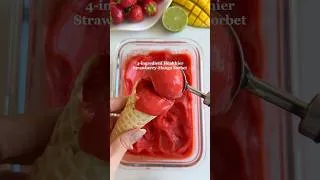 Thumbnail: 4-ingredient Healthier Strawberry-Mango Sorbet🍓🥭 #healthydessert #sorbet #easydessert