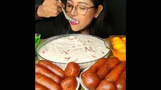 Thumbnail: Eating Rice kheer & orange green rasgulla#mukbang #indianfood #food #eatingshow