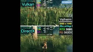 Thumbnail: Valheim DirectX vs Vulkan | 1440p | RTX 3080 + R5 5600X | Benchmarks and gameplay 2021 | #Shorts