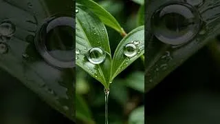 Thumbnail: Raindrops Rolling off Green Leaves 🍃 | A Peaceful Nature Moment #LeafRain