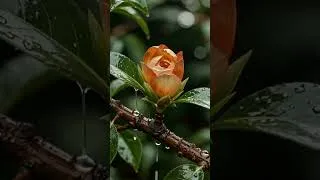 Thumbnail: Sunset Orange & Fire Gold Camellia in Rain | Relaxing Rain Sounds #RainASMR