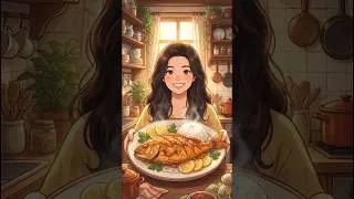 Thumbnail: Crispy Fried Fish & Fluffy Rice 🐟🍚 | Cozy Ghibli Cooking ASMR #Shorts #anime #fish #viral