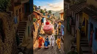Thumbnail: GIANT Cherry Cupcake Rolling Down The Hill! 😂🧁 #GiantCupcake #VillageComedy