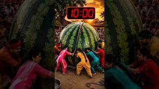 Thumbnail: Cutting a GIANT Watermelon in 10 Minutes Challenge! 🍉⏱️ #GiantWatermelon #Challenge