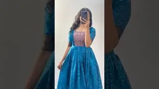 Thumbnail: Beautiful Patchwork Gown 💙✨ #sareereuseideas #goldenthreads #convertsaree #trendingshorts