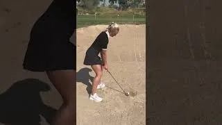 Thumbnail: Charley Hull practises recoveries from the bunker