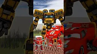 Thumbnail: SMALL TO GIANT BUSCHOOL MCQUEEN COP FIRE TRUCK TRANSFORMERS in BIG MAZE #gmod #shorts