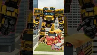 Thumbnail: WHO IS IT GUESS! SMALL TO GIANT SCHOOL BUS TRANSFORMERS FAMILY in BIG CITY #gmod #shorts