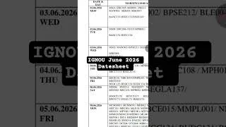 Thumbnail: #ignoudatesheet #ignouexam #june2026 #ytshorts #ignounewupdate