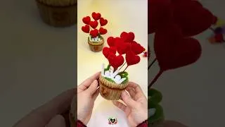 Thumbnail: Make a very beautiful and cute mini Heart Flower pot with Pipe Cleaner 💝Part 2 #diy #pipecleaner