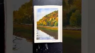 Thumbnail: Paint a peaceful autumn landscape with me 🍁 #art #watercolor #painting #landscapepainting