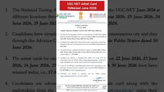 Thumbnail: UGC NET Admit Card Released June 2026 #shorts