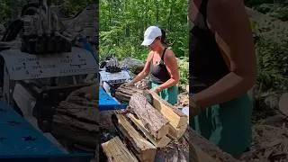 Thumbnail: Black locust being split for home heating with @allwoodlogsplitters #hardworkingwoman #firewood