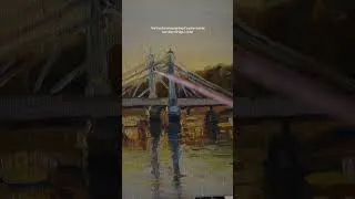 Thumbnail: adding the final brushstrokes to my oil painting of sunrise over the river Thames in London #art