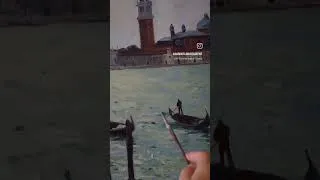 Thumbnail: painting gondolas on Venice's grand canal in Italy #oilpainting #art #water #artist