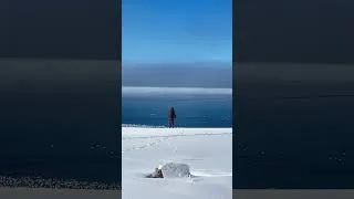 Thumbnail: Fishing at a mountain lake with winter scenery. #shorts