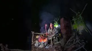 Thumbnail: 🔥 Solo Girl Bushcraft  Grilling Chicken Over Fire 🍗🌲 #bushcraft #bushcraftcooking #solocamping