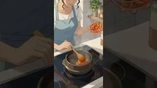 Thumbnail: Cozy Winter ❄️Breakfast – Kimchi Jjigae #shorts #viral #cooking #food #ghibli #studioghibli #asmr