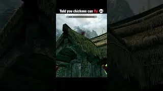 Thumbnail: Told you chickens can fly💀 #skyrim