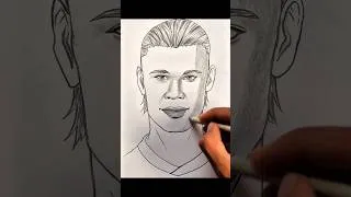 Thumbnail: Easy Haaland drawing tutorial step by step ✨ ⚽ #shorts #haaland #fifaworldcup #drawing