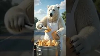 Thumbnail: The Bear Set Up a Samosa Stall on the Highway, But a Truck Crashed Into It! 😭 #bear #ai #shorts
