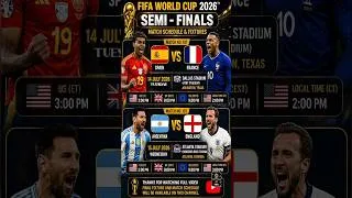 Thumbnail: FIFA World Cup 2026: Semi Finals Match Schedule & Fixtures | World Cup 2026 Semi Final Fixtures🔥🏆