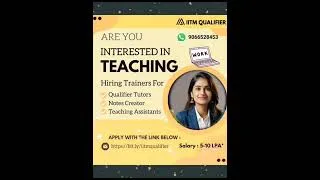 Thumbnail: 🔥Hiring @ 5-12  LPA | Tutors | Managers for IITM Qualifier, Foundation , Diploma , Degree#iitmadras