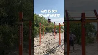 Thumbnail: GIRL VS BOY GYMNASTICS GIANTS WITH NO GRIPS 😱