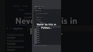Thumbnail: Never ever make THIS mistake in Python #learnpython #python #pythonprogramming