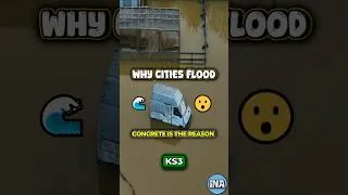 Thumbnail: Why Does Covering Land in Concrete Lead to More Flooding? 🌊 #shorts