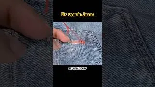 Thumbnail: Fix tear in jeans | Repair jeans #sewinghacks #lifehacks