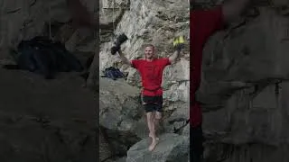 Thumbnail: The moment after making the first ascent of B.I.G. (9c)