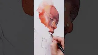 Thumbnail: Watercolor portrait process - darker skin tone in one layer #art #portrait
