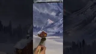 Thumbnail: Cabin in the Snow #painting #art #oilpainting #landscapepainting