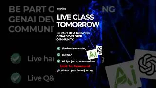 Thumbnail: Live GenAI Class Tomorrow 🚀 | Java Developers #GenAI#SpringBoot#java #AIForDevelopers#YouTubeShorts