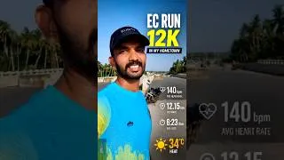 Thumbnail: 12K EC Run in My Hometown 🏃‍♂️🔥 | 34°C Heat | 6:23/km | Chennai Runner