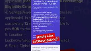 Thumbnail: HCLTech Graduate Trainee Hiring 2026 🚨