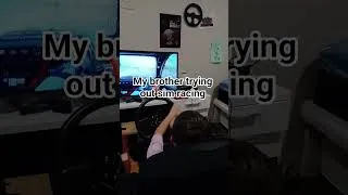 Thumbnail: my brother trying out sim racing #simracing #racing #racinggames #racecar #racingsim #simracer