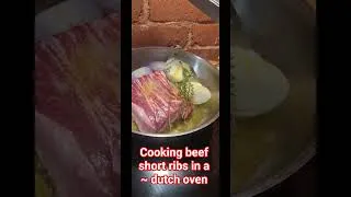 Thumbnail: cooking beef short ribs in a Dutch oven. best beef you will ever have. #beef #ribs