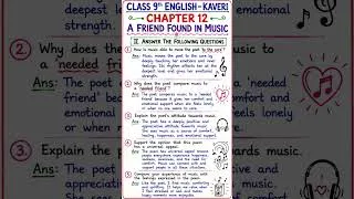 Thumbnail: | A Friends Found In Music | #class9english #kaveri #ch12 #questionanswer #newncert2026 #shorts