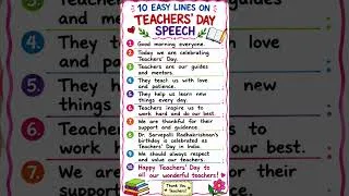 Thumbnail: 10 Easy Lines on Teachers' Day Speech | #teachersday #teachersdayspeech #easyinenglish #shorts