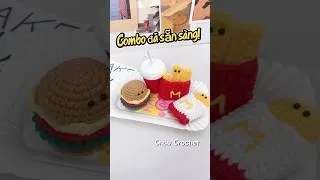 Thumbnail: Crochet mini hamburger 🍔🍟🥤 #crochet #shorts