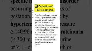 Thumbnail: Pre eclampsia Definittion in OBG #explorepage #bscnursing #pharmcology #obstetrics #norcetmcq #viral